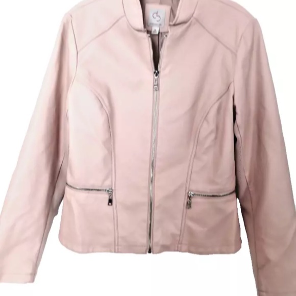 DB Full Zip Jacket Women's medium Pink Faux Leather Stretch - Picture 5 of 8